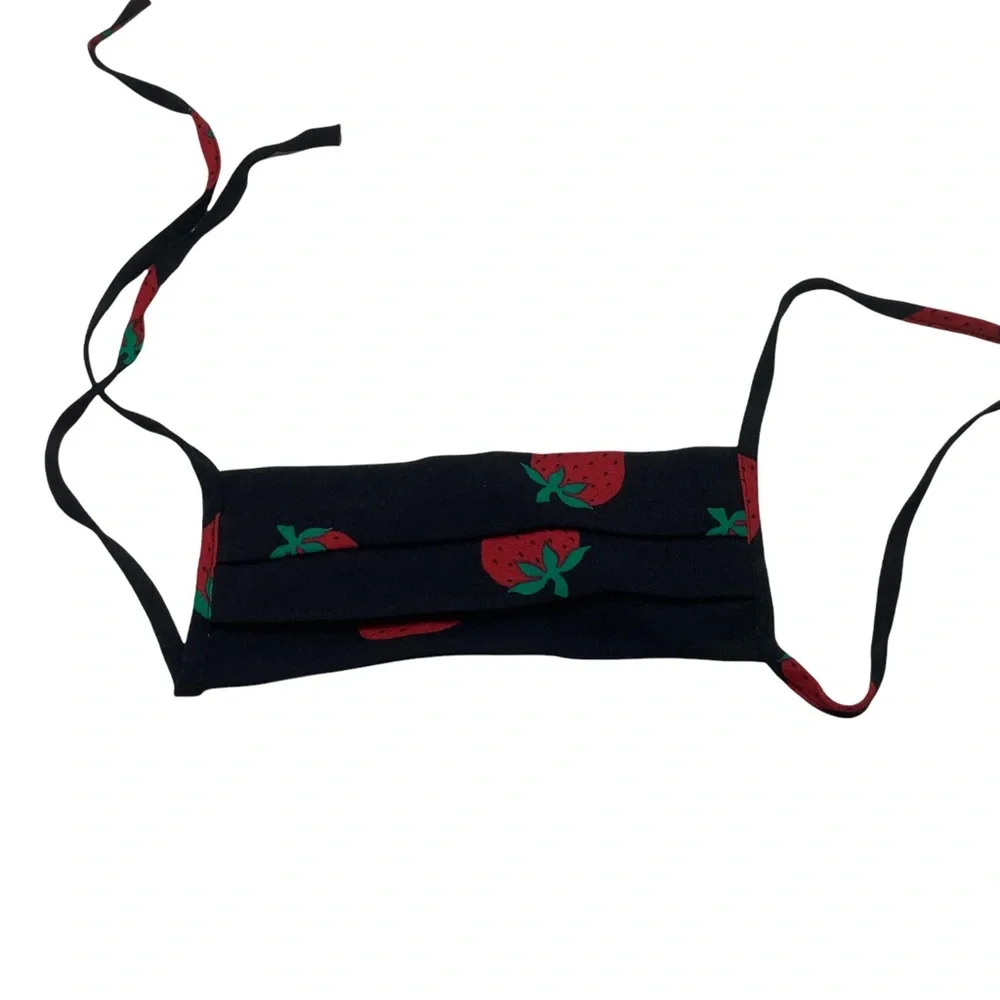 Reformation Black/Red‎ Strawberry Printed Soft Mask